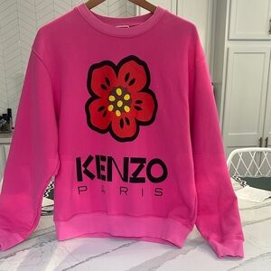 Kenzo Hot Pink Floral Logo Crewneck Sweatshirt